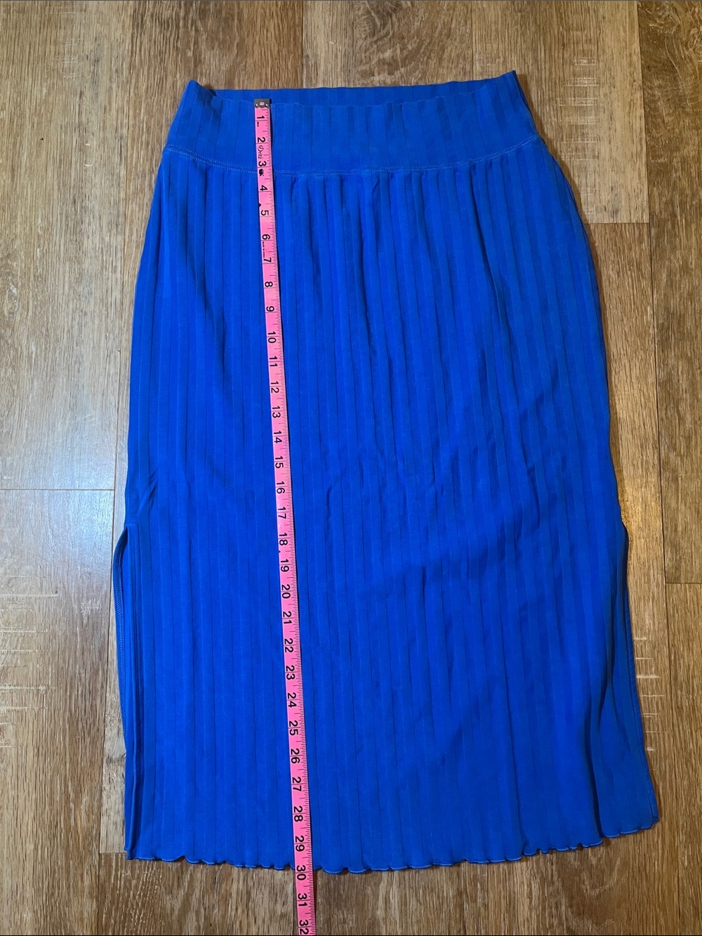 NEW Aerie Offline Blue Midi Skirt Medium M Ribbed Cotton Stretch OG Groove Slit - Picture 10 of 12